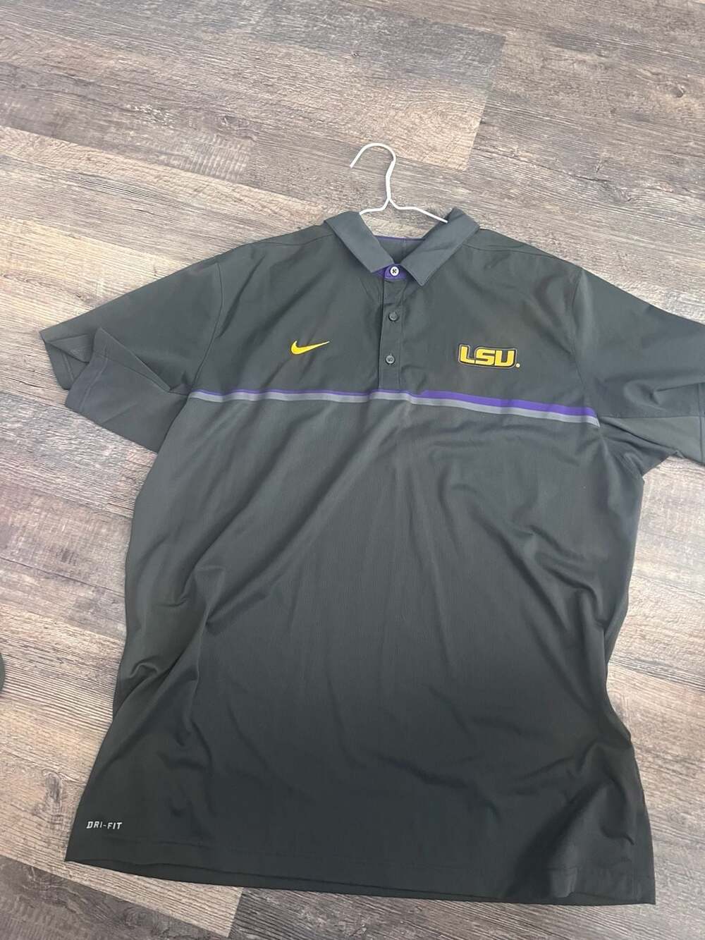 Nike LSU Tigers Dri-Fit Polo Shirt Size XXL Charcoal College Golf